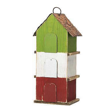 Glitzhome Multicolored Three-tiered Distressed Solid Wood Bird House