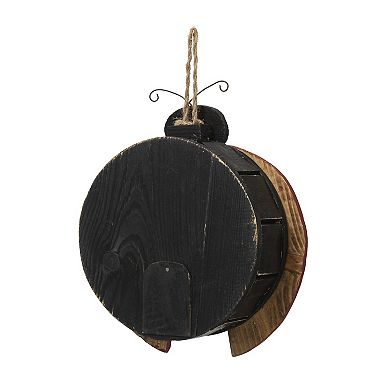 Glitzhome Distressed Solid Wood Ladybug Birdhouse