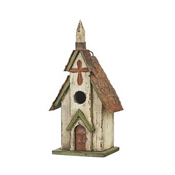 Glitzhome Nativity Distressed Solid Wood Church Decorative Bird House