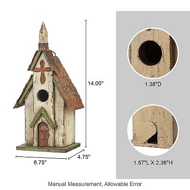 Glitzhome Nativity Distressed Solid Wood Church Decorative Bird House