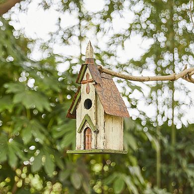 Glitzhome Nativity Distressed Solid Wood Church Decorative Bird House