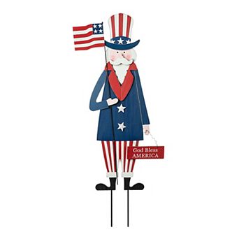 Glitzhome Wooden Patriotic Uncle Sam Yard Stake