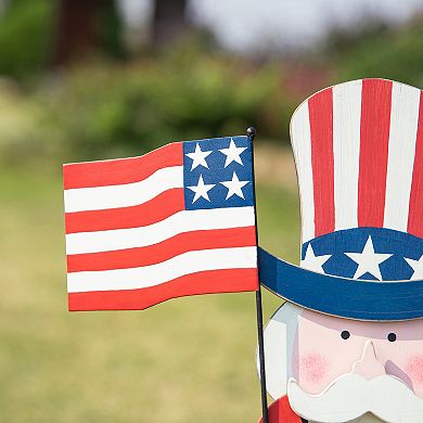 Glitzhome Wooden Patriotic Uncle Sam Yard Stake