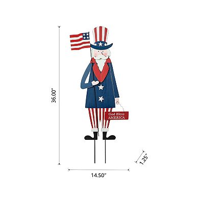 Glitzhome Wooden Patriotic Uncle Sam Yard Stake