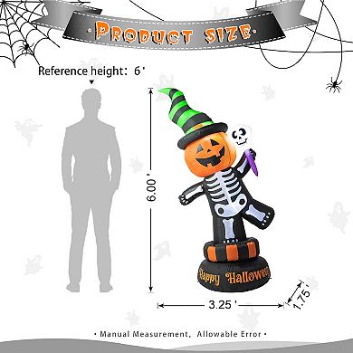 Glitzhome 6ft Lighted Halloween Inflatable Decor