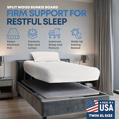 Continental Sleep, 1.5" Split Fully Assembled Bunkie Board For Mattress/bed Support, Grey