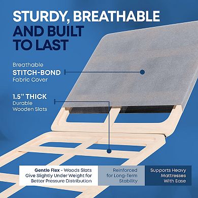 Continental Sleep, 1.5" Split Fully Assembled Bunkie Board For Mattress/bed Support, Grey