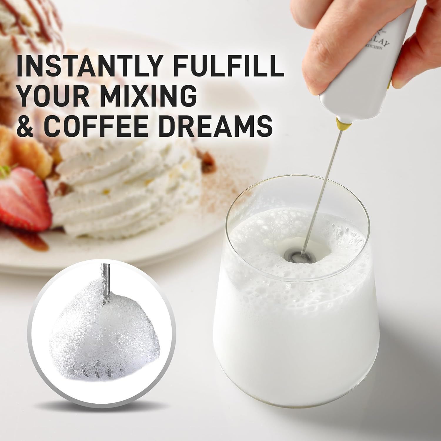 Zulay Kitchen Powerful Mini Milk Frother Handheld - Electric Hand