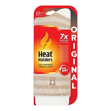 Women's Heat Holders Original 7x Warmer Feathered Top Stripe Crew Socks