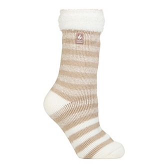 Women's Heat Holders Original 7x Warmer Feathered Top Stripe Crew Socks