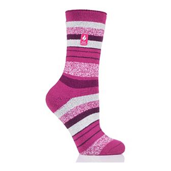Women's Heat Holders Lite 5x Warmer Striped Crew Socks