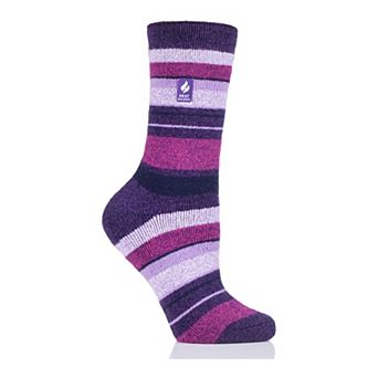Women's Heat Holders Lite 5x Warmer Striped Crew Socks
