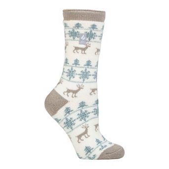 Women's Heat Holders Lite 5x Warmer Deer Crew Socks