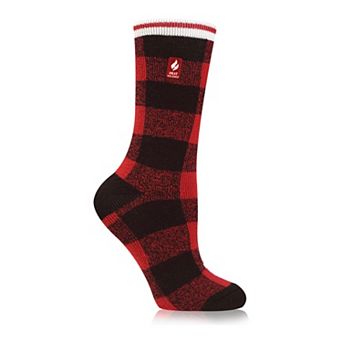 Women's Heat Holders Lite 5x Warmer Buffalo Check Crew Socks
