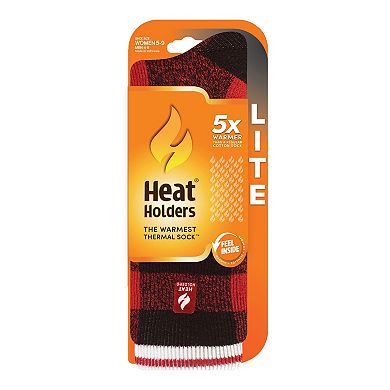 Women's Heat Holders Lite 5x Warmer Buffalo Check Crew Socks