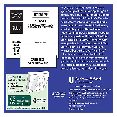 Andrews & McMeel Jeopardy! 2025 Day-to-Day Calendar