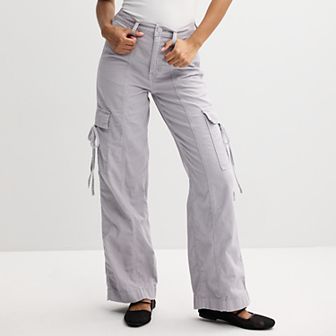 Juniors' SO® Relaxed Fit Bow Cargo Wide Leg Pants