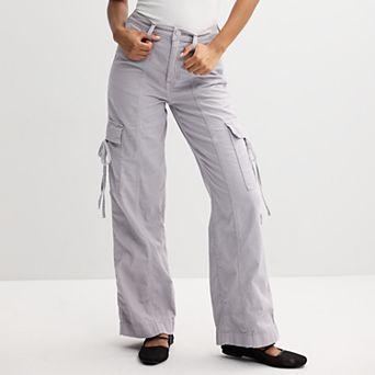 Juniors' SO® High Rise Bow Cargo Wide Leg Pants