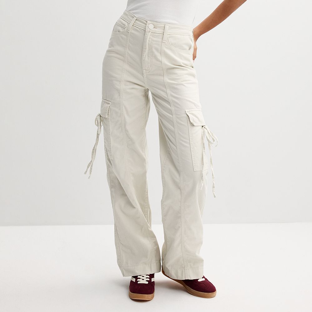 Juniors' SO® Relaxed Fit Bow Cargo Wide Leg Pants