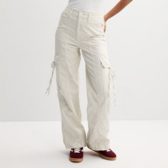 Juniors' SO® High Rise Bow Cargo Wide Leg Pants