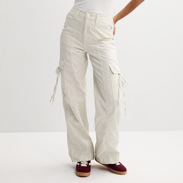 Juniors' SO® Relaxed Fit Bow Cargo Wide Leg Pants