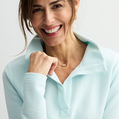 Petite Croft & Barrow® Open Collar Pullover