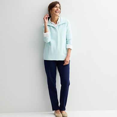 Petite Croft & Barrow® Open Collar Pullover