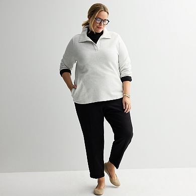 Plus Size Croft & Barrow® Open Collar Pullover