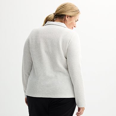 Plus Size Croft & Barrow® Open Collar Pullover