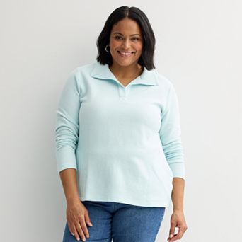 Plus Size Croft & Barrow® Open Collar Pullover