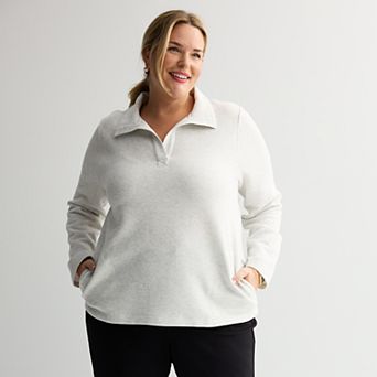 Plus Size Croft & Barrow® Open Collar Pullover