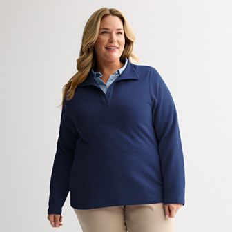 Plus Size Croft & Barrow® Open Collar Pullover