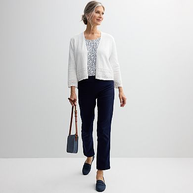 Women's Croft & Barrow® Pointelle Hem Open-Front Cardigan