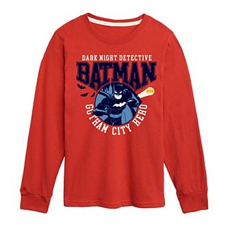 Boys 8-20 DC Comics Batman Collegiate Long Sleeve Graphic Tee