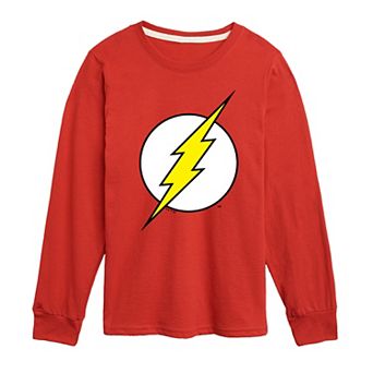 Boys 8-20 DC Comics The Flash Logo Shield Long Sleeve Graphic Tee