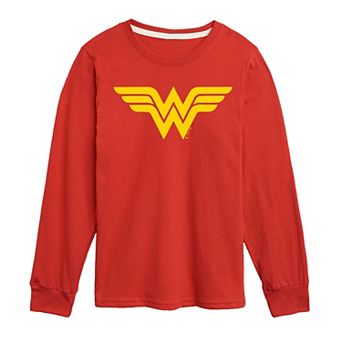 Boys 8-20 DC Comics Wonder Woman Logo Shield Long Sleeve Graphic Tee