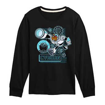 Boys 8-20 Teen Titans Go! Cyborg Digital Long Sleeve Graphic Tee