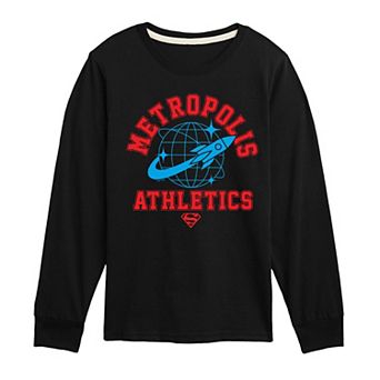 Boys 8-20 DC Comics Superman Metropolis Athletics Long Sleeve Graphic Tee