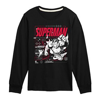 Boys 8-20 DC Comics Superman Comic Long Sleeve Graphic Tee