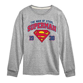Boys 8-20 DC Comics Superman The Man Of Steel Long Sleeve Graphic Tee