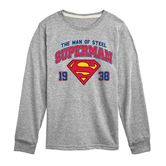 Boys 8-20 DC Comics Superman The Man Of Steel Long Sleeve Graphic Tee