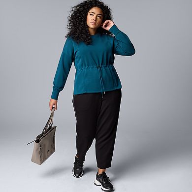 Plus Size Simply Vera Vera Wang Scuba Drawcord Waist Top