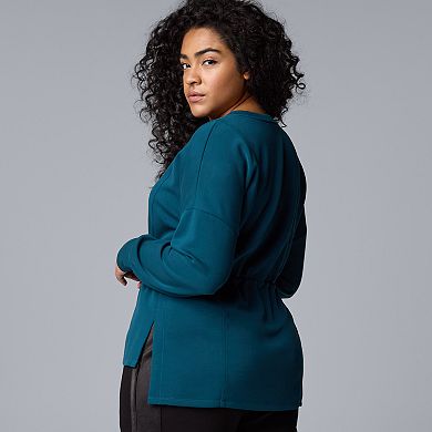 Plus Size Simply Vera Vera Wang Scuba Drawcord Waist Top