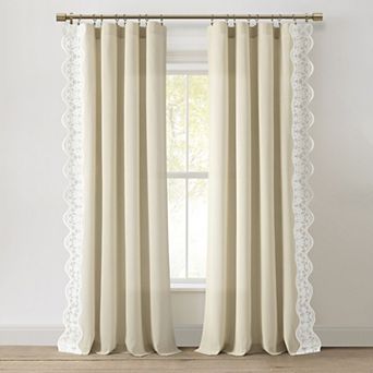 Lush Decor Scalloped Edge Lace Border Window Curtain Panel
