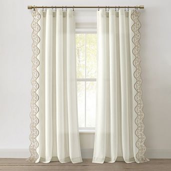 Lush Decor Scalloped Edge Lace Border Window Curtain Panel