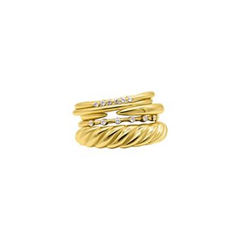 Adornia Gold Tone Crystal Stacking Bands 5 pc Set
