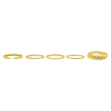 Adornia Gold Tone Crystal Stacking Bands 5-piece Set