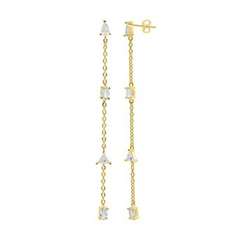 Adornia Gold Tone Crystal Chain Sweeper Earrings