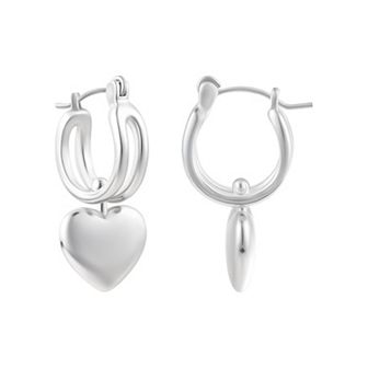 Adornia Silver Tone Heart Huggie Hoop Earrings