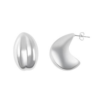 Adornia Silver Tone Puff Hoop Earrings